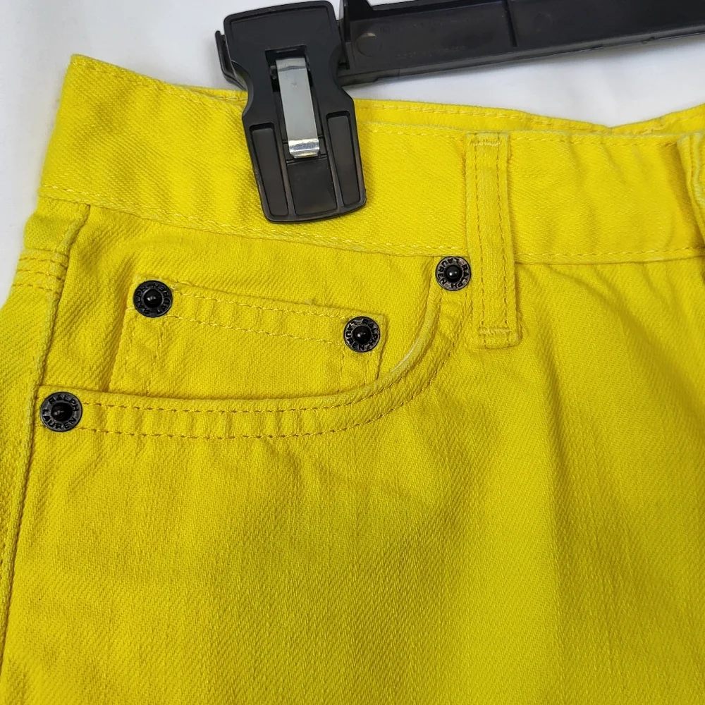 Ralph Lauren Girls Y2K Yellow Raw Hem 5‎ Pocket Denim Shorts Sz 12 New Vintage